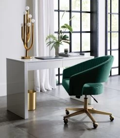 Channel Green Velvet Office Chair -Chic Living Shop RunwayWhiteLacquerDeskGreenVelvetSP19