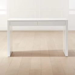 Runway 2-Drawer White Lacquered Wood Desk