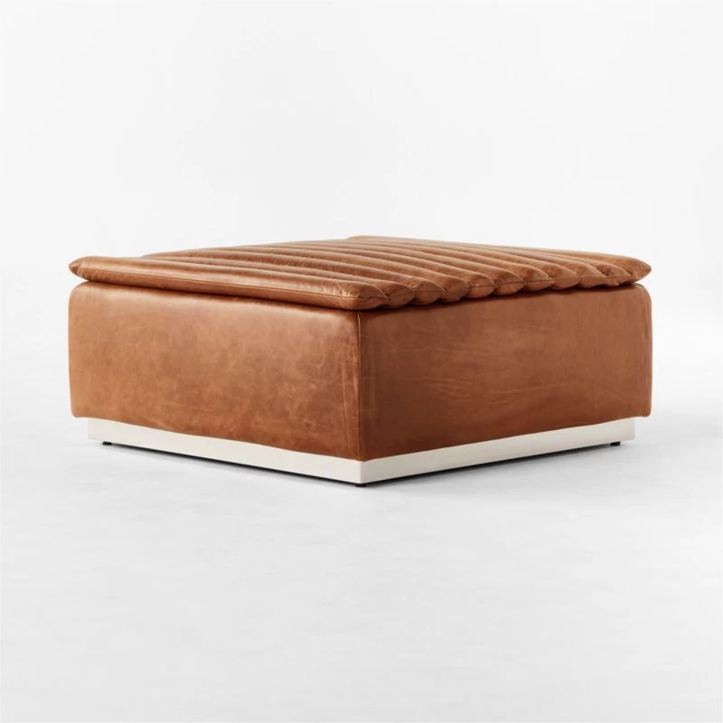 Salon Brown Leather Ottoman 5 Salon Brown Leather Ottoman - Image 3