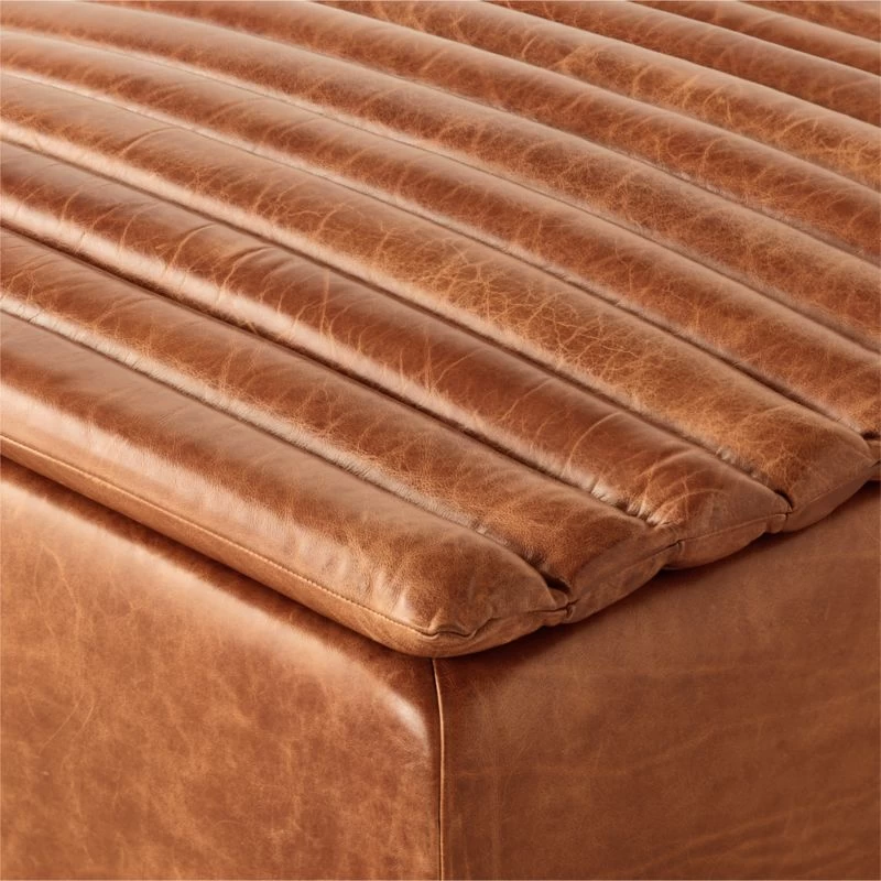 Salon Brown Leather Ottoman 7 Salon Brown Leather Ottoman - Image 5