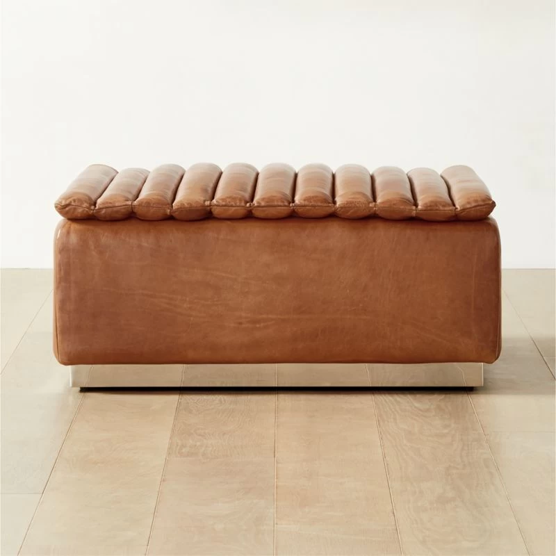 Salon Brown Leather Ottoman 3 Salon Brown Leather Ottoman