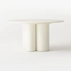 Sannois Round Lacquered Linen White Dining Table -Chic Living Shop SannoisLcqrdLnDnngTable3QBSSS22