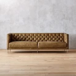 Savile Leather Tufted Sofa