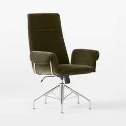 Saviti Olive Velvet Office Chair -Chic Living Shop SavitiOliveVlvtOffcChair3QSSF22