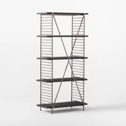Scala Black Wood Bookshelf With Metal Frame -Chic Living Shop ScalaBkWdOpenBookcase3QBSSS22