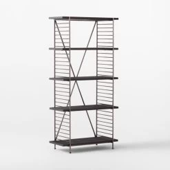 Scala Black Wood Bookshelf With Metal Frame -Chic Living Shop ScalaBkWdOpenBookcase3QSSS22