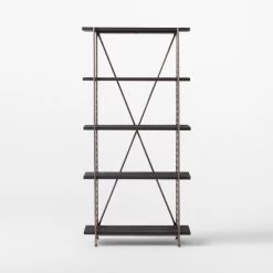 Scala Black Wood Bookshelf With Metal Frame -Chic Living Shop ScalaBkWdOpenBookcaseSOSSS22