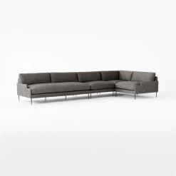Scalino 4-piece L-Shaped Grey Sectional Sofa With Right Arm Chair -Chic Living Shop ScalinoGryRAChair4PcSect3QSSF22