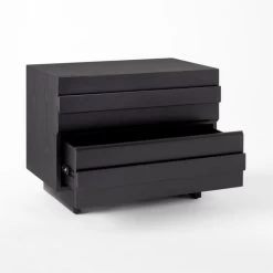 Seacliff 2-Drawer Black Oak Wood Nightstand -Chic Living Shop SeacliffNightstand3QAVSSS22