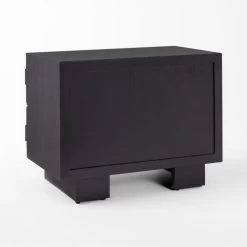 Seacliff 2-Drawer Black Oak Wood Nightstand -Chic Living Shop SeacliffNightstand3QBSSS22