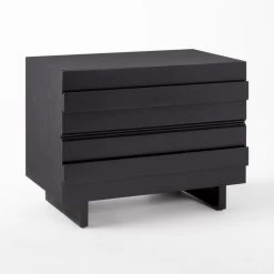 Seacliff 2-Drawer Black Oak Wood Nightstand -Chic Living Shop SeacliffNightstand3QSSS22
