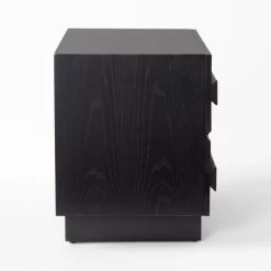 Seacliff 2-Drawer Black Oak Wood Nightstand -Chic Living Shop SeacliffNightstandSDSSS22