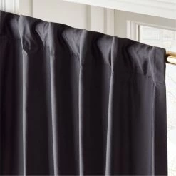 Seda Black Dupioni Silk Window Curtain Panel 48''x84'' -Chic Living Shop SedaBlackSilkDp96PnlAV2SHS23
