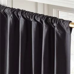 Seda Black Dupioni Silk Window Curtain Panel 48''x84'' -Chic Living Shop SedaBlackSilkDp96PnlAVSHS23