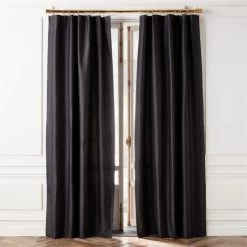 Seda Black Dupioni Silk Window Curtain Panel 48''x84''