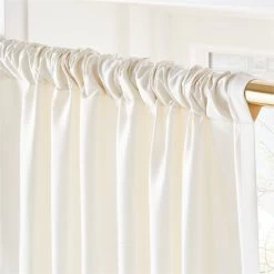 Seda Warm White Dupioni Silk Window Curtain Panel 48"x84" -Chic Living Shop SedaSilkDpnIvoryPnl96inAV2SHF21