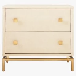 2-Drawer Ivory Shagreen Nightstand -Chic Living Shop ShagreenEmbsdNghtstndIvryS18