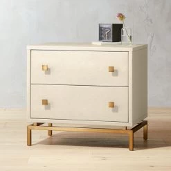 2-Drawer Ivory Shagreen Nightstand