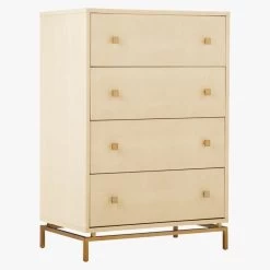 Ivory Shagreen Embossed Tall Chest -Chic Living Shop ShagreenEmbssdTllChstIvry3QS18