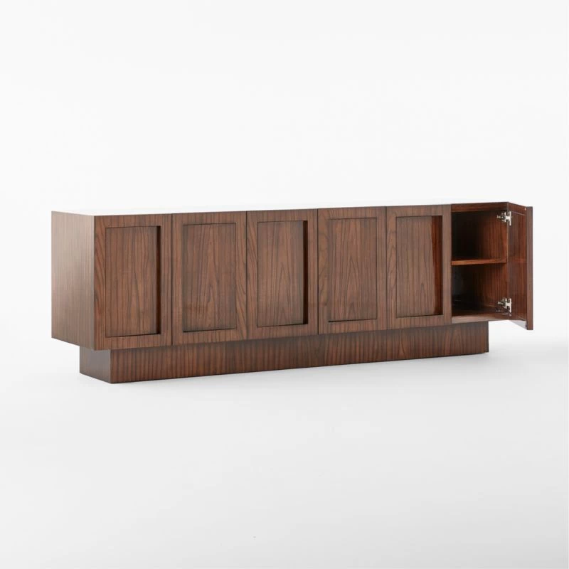 Shutter High-Gloss Walnut Wood Media Console 7 Shutter High-Gloss Walnut Wood Media Console - Image 5