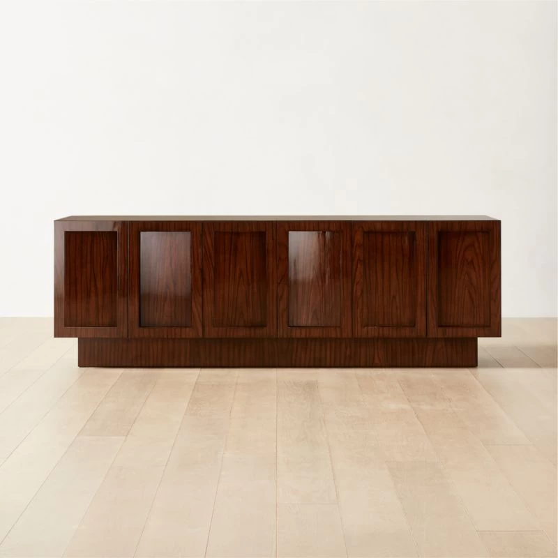 Shutter High-Gloss Walnut Wood Media Console 3 Shutter High-Gloss Walnut Wood Media Console