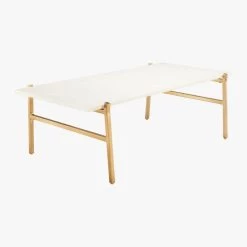 Slab Small Marble Coffee Table With Brass Base -Chic Living Shop SlabBrassCoffeeTble3QF17