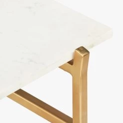 Slab Small Marble Coffee Table With Brass Base -Chic Living Shop SlabBrassCoffeeTbleAVF17