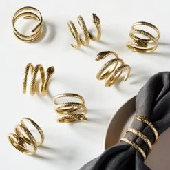 Slink Gold Napkin Rings Set Of 8