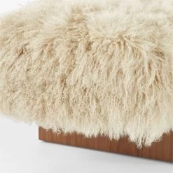 Socca Taupe Sheepskin Upholstered Bench 67'' -Chic Living Shop SoccaSheepskinBenchAVSSS23