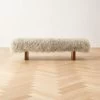 Socca Taupe Sheepskin Upholstered Bench 67'' 1 Socca Taupe Sheepskin Upholstered Bench 67'' -Chic Living Shop SoccaSheepskinBenchSHS23
