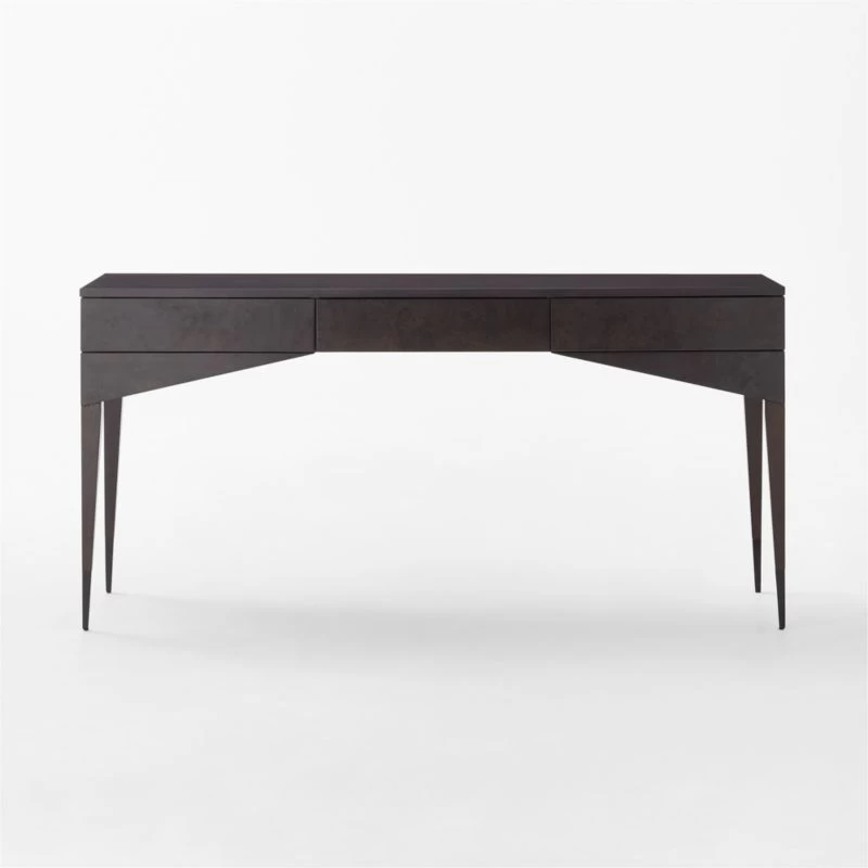 Spillo 2-Drawer Black Burl Wood Desk 6 Spillo 2-Drawer Black Burl Wood Desk - Image 4