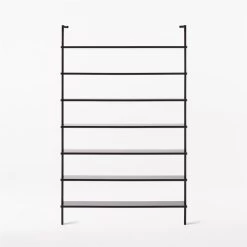 Stairway Wide Black Metal Wall Mount Bookshelf 96'' -Chic Living Shop Stairway96inWdShelvesBlkSOSSF21