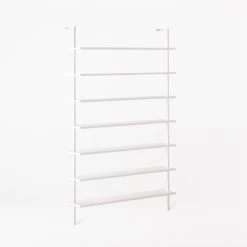 Stairway Wide White Metal Wall Mount Bookshelf 96'' -Chic Living Shop Stairway96inWdShelvesWht3QSSF21