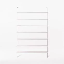 Stairway Wide White Metal Wall Mount Bookshelf 96'' -Chic Living Shop Stairway96inWdShelvesWhtSOSSF21