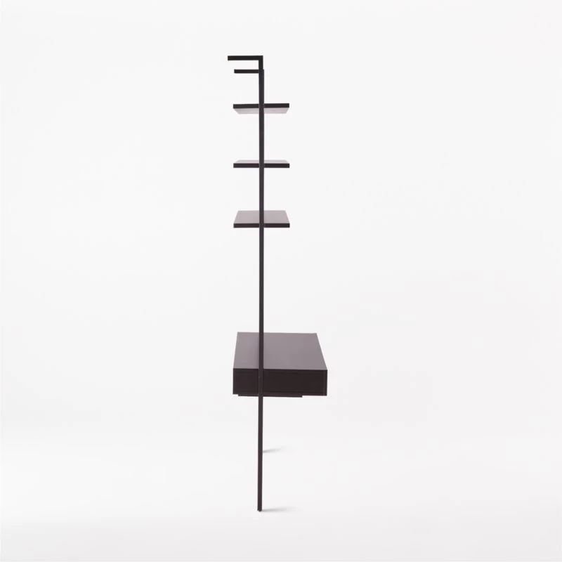 Stairway 2-Drawer Black Wall Mount Desk With Shelves 96'' 8 Stairway 2-Drawer Black Wall Mount Desk With Shelves 96'' - Image 6