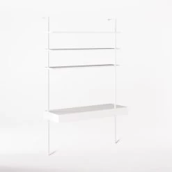 Stairway 2-Drawer White Wall Mount Desk With Shelves 96'' -Chic Living Shop Stairway96inWideDeskWht3QSSF21