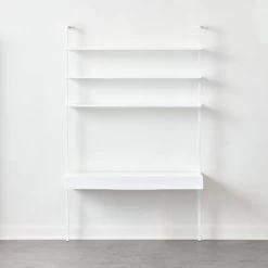 Stairway 2-Drawer White Wall Mount Desk With Shelves 96''