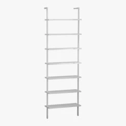 Stairway White Wall-Mounted Bookcase - 96" Height -Chic Living Shop StairwayBookcaseWhite3QS12
