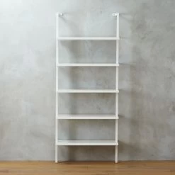 Stairway White Metal Wall Mount Bookshelf 72.5''