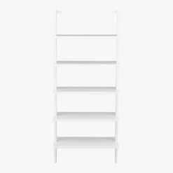 Stairway White Metal Wall Mount Bookshelf 72.5'' -Chic Living Shop StairwayBookcaseWhiteShortF15