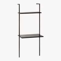 Stairway Black Wall Mount Desk With Shelf 72.5'' -Chic Living Shop StairwayDeskBlackShort3QFS18
