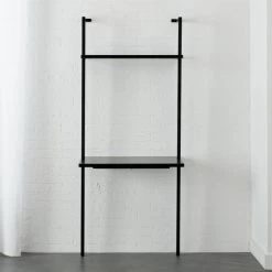 Stairway Black Wall Mount Desk With Shelf 72.5''