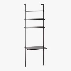 Stairway Black Wall Mount Desk With Shelves 96'' -Chic Living Shop StairwayDeskBlackTall3QFS18