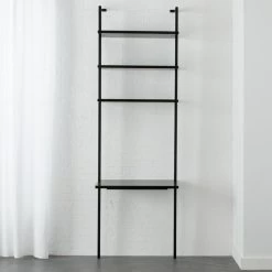 Stairway Black Wall Mount Desk With Shelves 96''