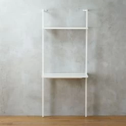 Stairway White Wall Mount Desk With Shelf 72.5''