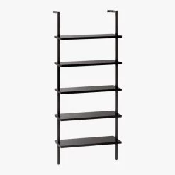 Stairway Black Wall-Mounted Bookcase - 72.5" Height -Chic Living Shop StairwayShortBookshelfBlk3QFS18