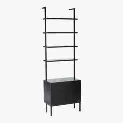 Stairway Black Cabinet - 96" Height 12 Stairway Black Cabinet - 96" Height -Chic Living Shop StairwayTallBlkCabinet3QS19