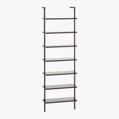 Stairway Black Metal Wall Mount Bookshelf 96'' -Chic Living Shop StairwayTallBookshelfBlk3QFS18
