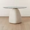 Stone Round White Concrete Dining Table With Glass Top -Chic Living Shop StoneTableRound47inSHS20 1x1