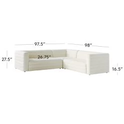 Strato 3-Piece L-Shaped White Boucle Sectional Sofa -Chic Living Shop StratoBoucle3pcSectBlcWhite3QF21
